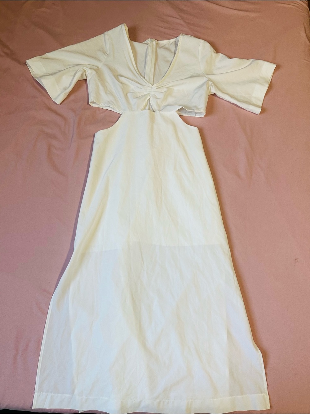 White Cutout Maxi Dress with Knot Front